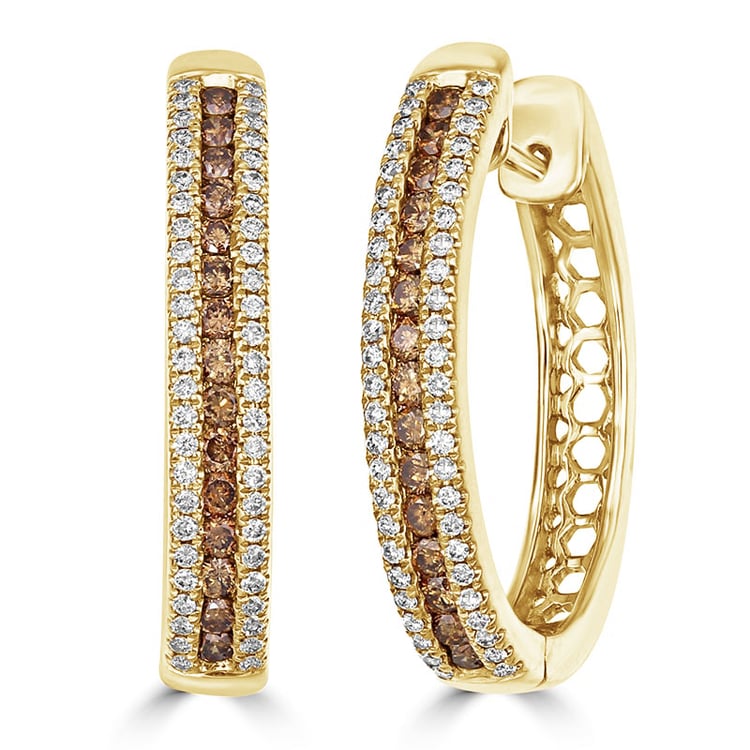 Zlaté náušnice s champagne diamantmi 76272