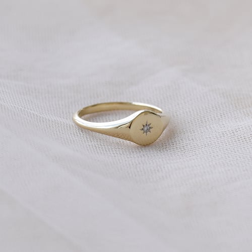 Zlatý pečatný prsteň s hviezdou diamantom Zettel
