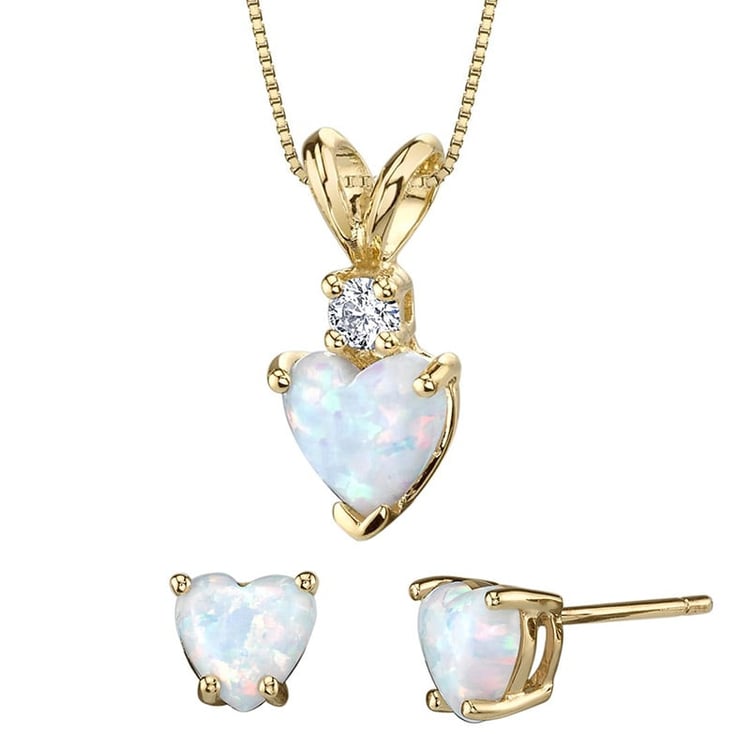 Biela opálová srdiečka v zlatej kolekcii šperkov Lallie 25343