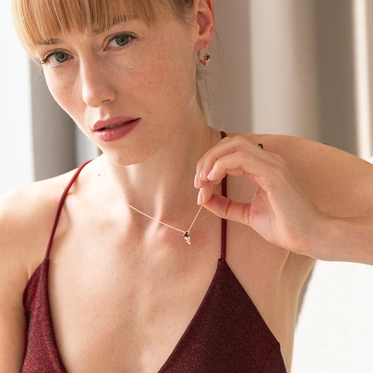 Set cluster šperkov s českými granátmi, morganitmi a moissanitmi Ester 146895