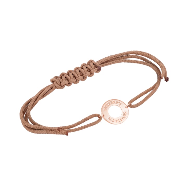 Strieborný pánsky povrázkový náramok s gravírom súradníc Bates 112367