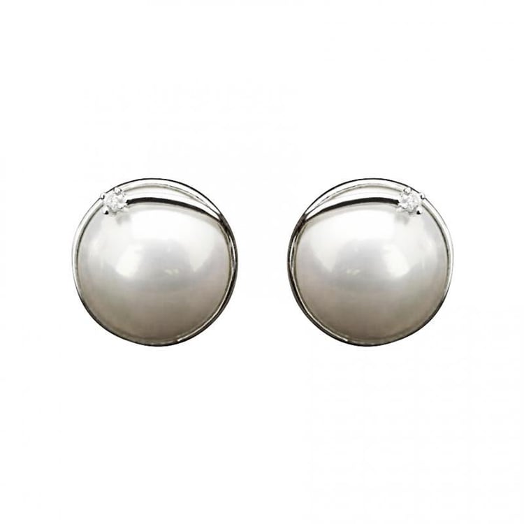 Náušnice z bieleho zlata s perlami a diamantami Marjan