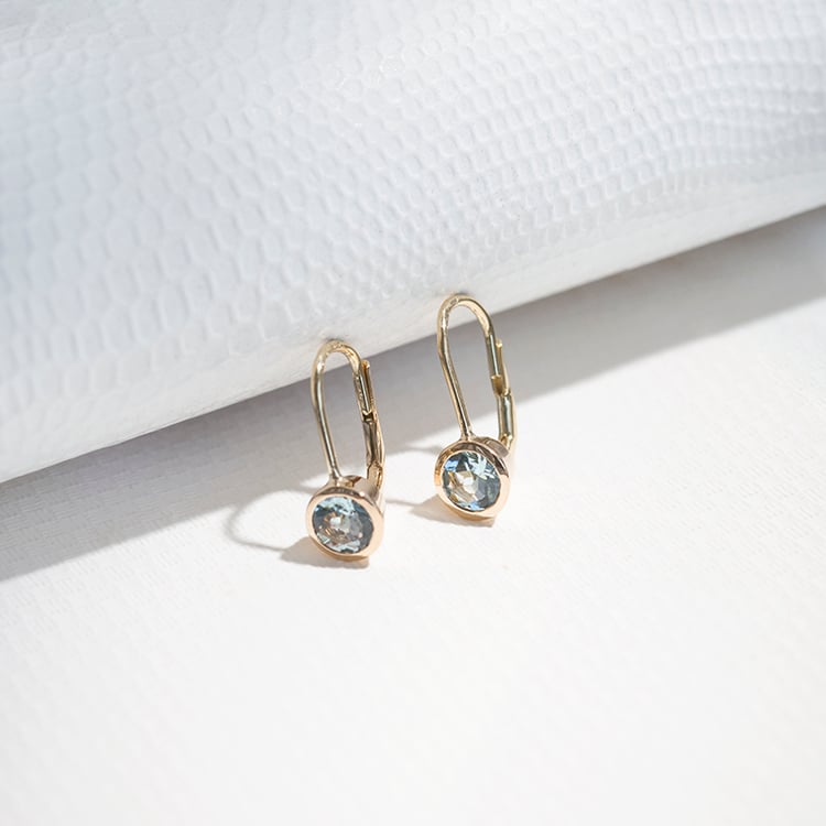 Zlaté visiace náušnice s akvamarínmi Christabel 111596