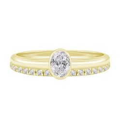 Zlatý zásnubný set prsteňov s oválnym diamantom Bemina