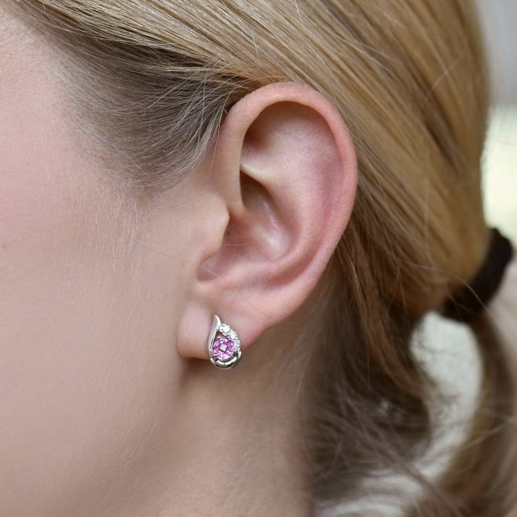 Ružové zafírové náušnice 109240