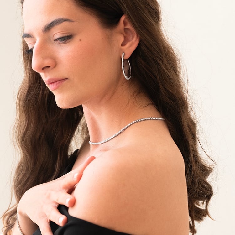 Zlaté flexi polkruhové náušnice s diamantmi Hawn 143389