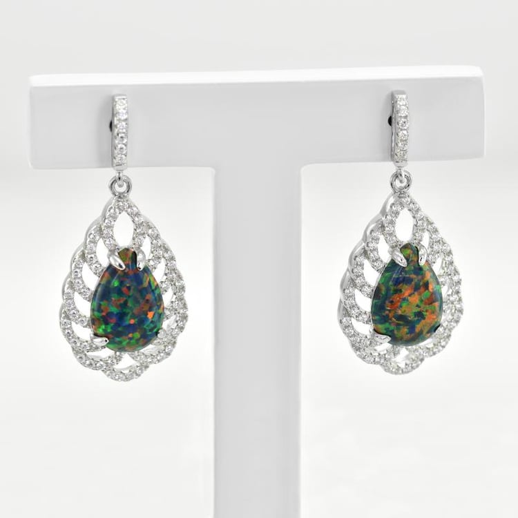 Náušnice s opálmi zo striebra 44741