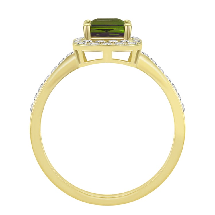 Zlatý prsteň s zeleným turmalínom a diamantmi 8497