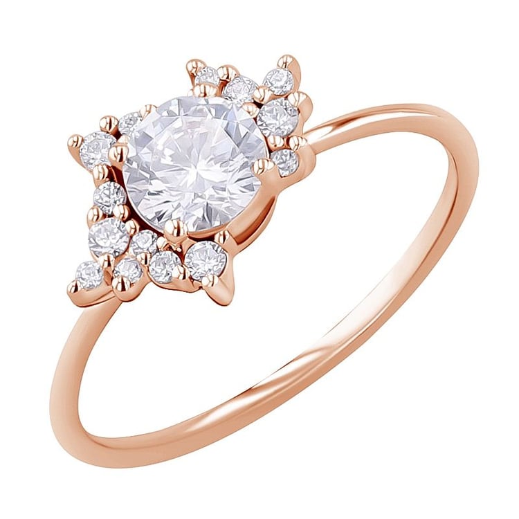 Atypický cluster zásnubný prsteň s moissanitom a lab-grown diamantmi Loreine 127762