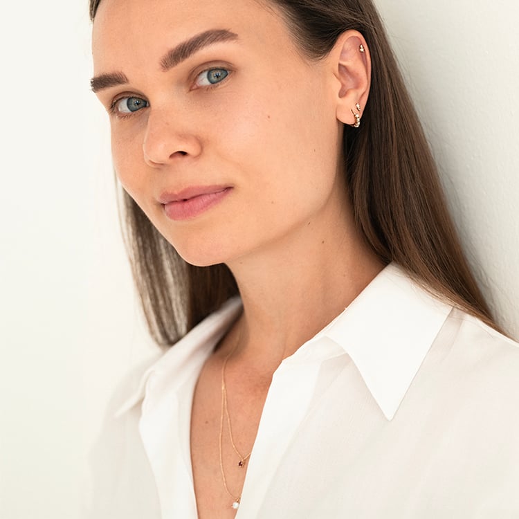 Zlaté kruhové náušnice s perlami Bode 143289