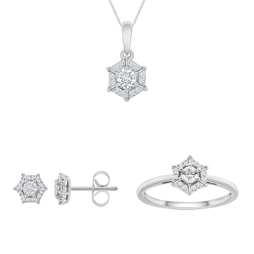 Zlatý kvetinový set šperkov s lab-grown diamantmi Sallie