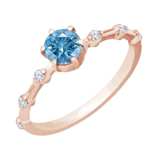 Prsteň s certifikovaným fancy blue lab-grown diamantom a lab-grown diamantmi Jelena