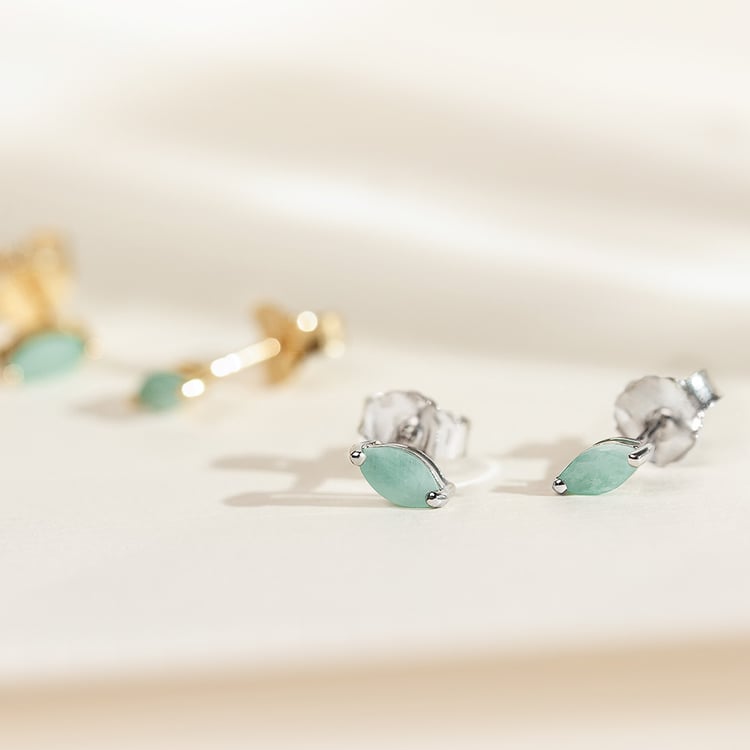 Minimalistické strieborné náušnice so smaragdmi 158408