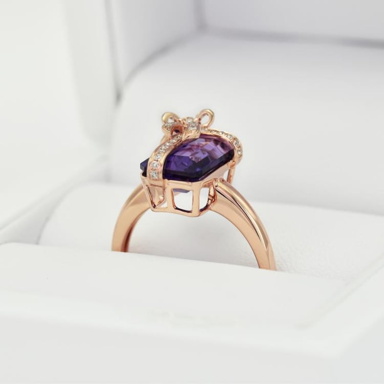 Zlatý ametystový prsteň 16406