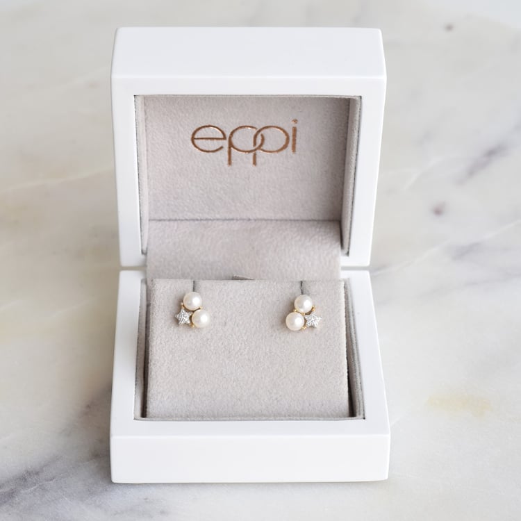 Zlaté perlové náušnice s diamantmi 86920