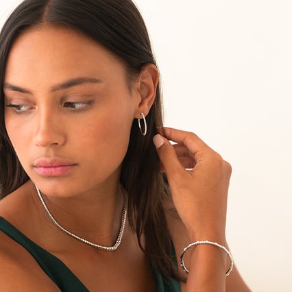 Zlaté flexi kruhové náušnice s lab-grown diamantmi Tomlin