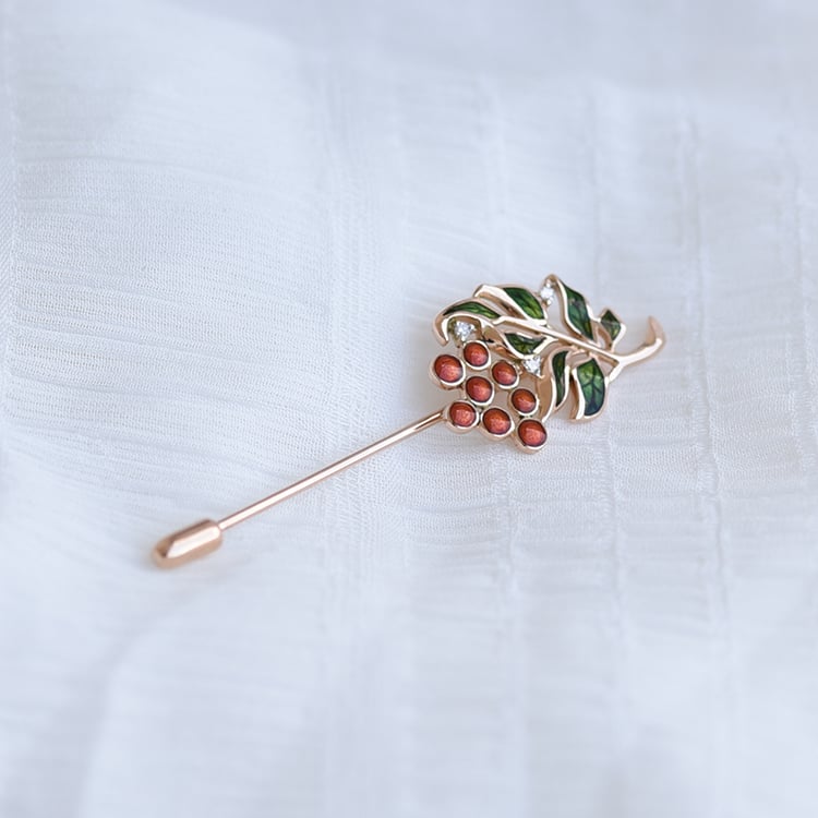 Elegantná zlatá brošňa s diamantmi a enamel 64089