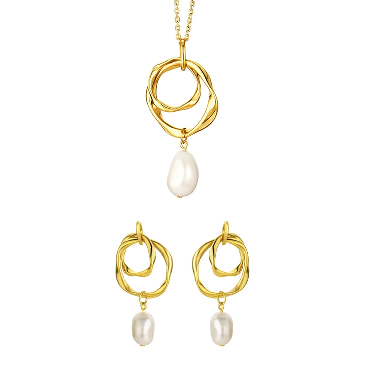 Pozlatená kolekcia s perlami Coles