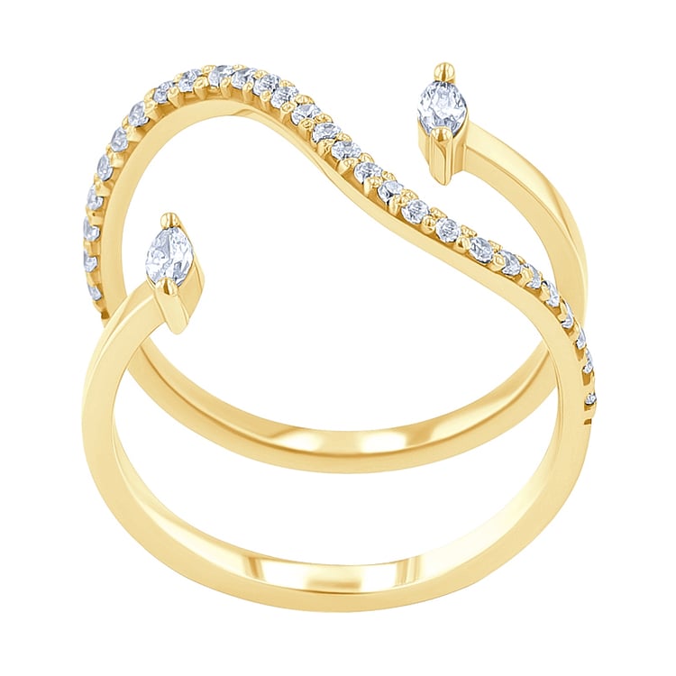 Atypický prsteň s moissanitmi Rishi 137121