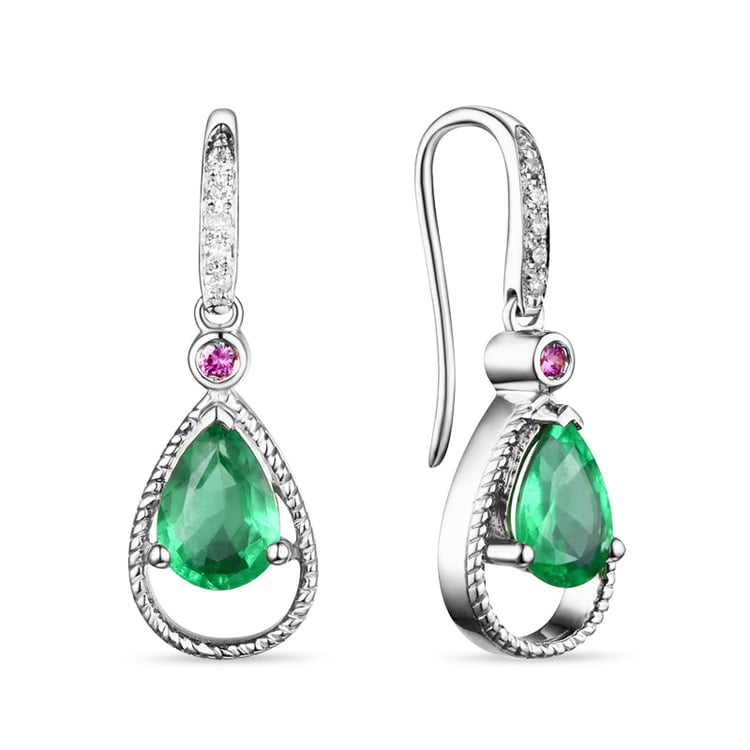 Smaragdové náušnice z bieleho zlota 70890