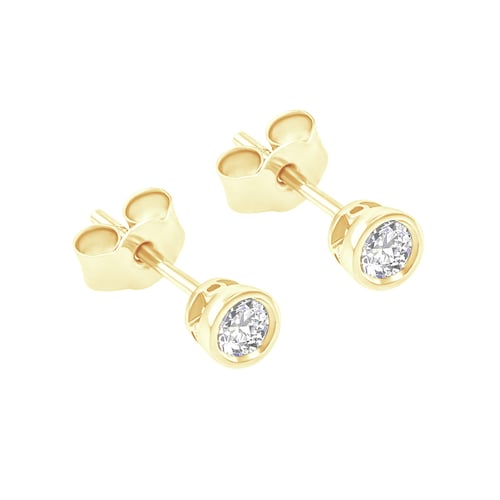 Náušnice s bezel osadenými 0.20 ct diamantmi Kamali