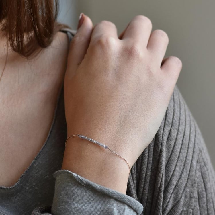 Zlatý náramok s ružovými nebrúsenými diamantmi 38514