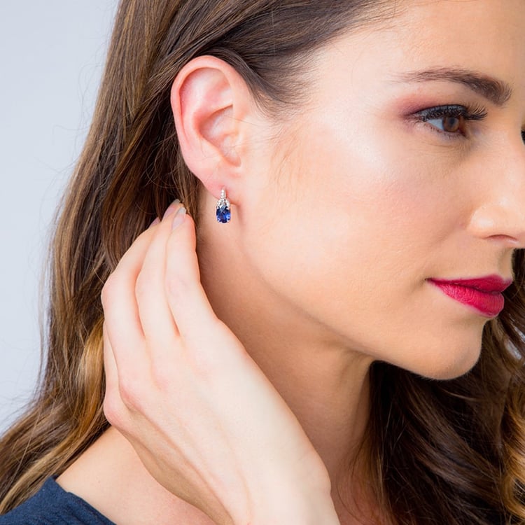 Strieborné náušnice so zafírmi 30541