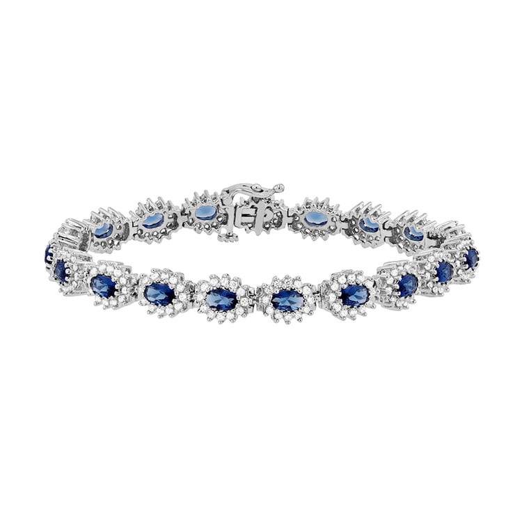 Luxusný náramok so zafírmi a diamantmi z bieleho zlata