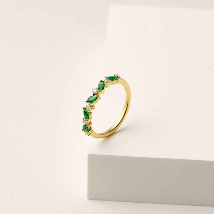 Half-eternity prsteň zo zlata so zelenými smaragdy Zubin 165495
