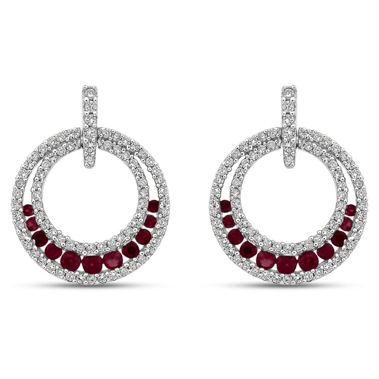 Luxusné zlaté náušnice s diamantmi a rubíny 51869