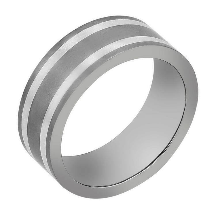 Snubné prstene z titánu a striebra s diamantom Rikesh 108490