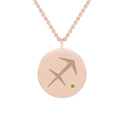 Zlatý prívesok so znamením a olivínom Strelec