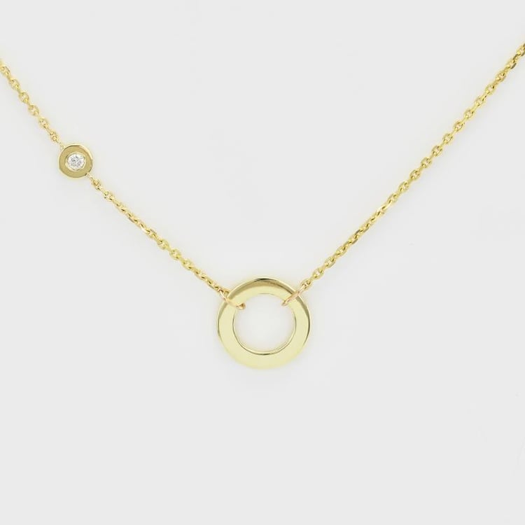 Strieborný kruhový náhrdelník s diamantom Barney 103784