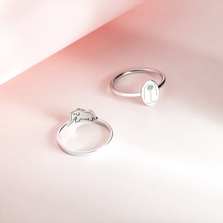 Strieborný prsteň so skrytým slonom Malý princ 150581