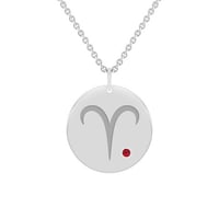 Strieborný prívesok so znamením a rubínom Baran