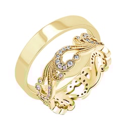 Vintage eternity prsteň s lab-grown diamantmi a pánsky plochý prsteň Couch