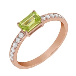 Zásnubný prsteň s olivínom a moissanitmi Ovlea