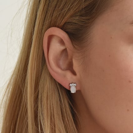 Strieborné náušnice s mesačným kameňom a topásmi Padget