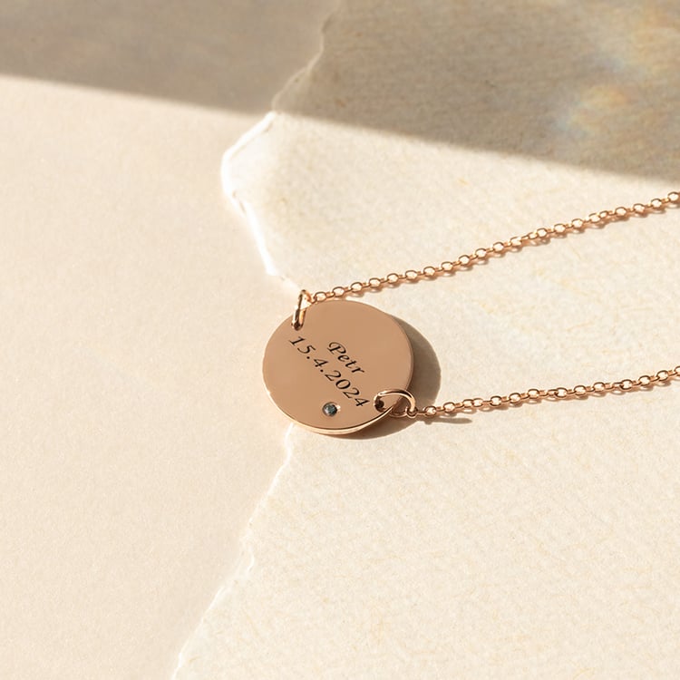 Zlatý náramok s modrým diamantom a gravírovaním podľa vašej voľby Okira 139493