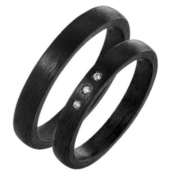 Ploché karbónové svadobné obrúčky s diamantom Dammu