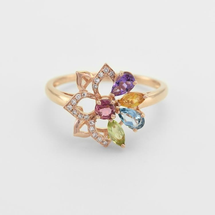 Prsteň plný farebných drahokamov 45485