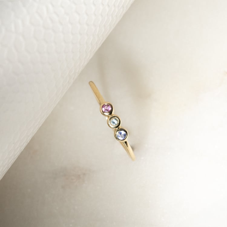 Zlatý prsteň s turmalínom, akvamarínom a tanzanitom Stenia 134420