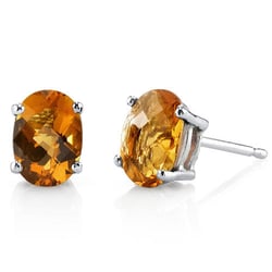Zlaté náušnice s oválnymi citrínmi Jalia