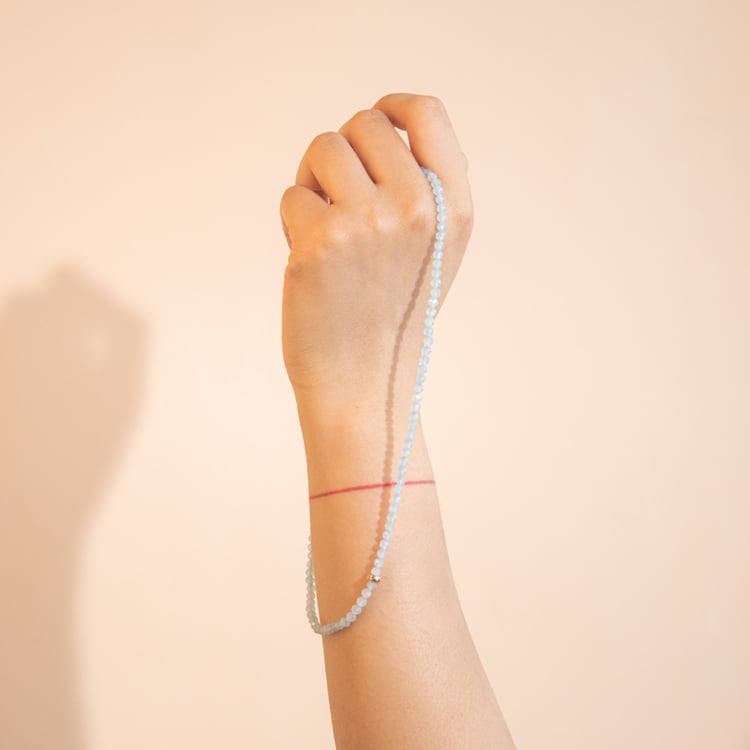 Strieborný náhrdelník s akvamarínovými korálkami Jason 104470