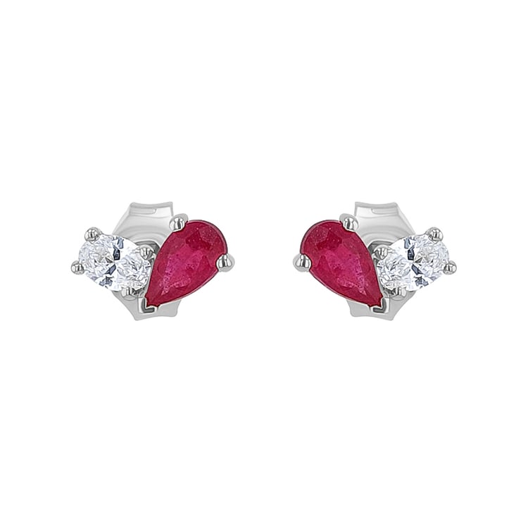 Náušnice Toi et Moi s rubínom a lab-grown diamantom Dua 134945