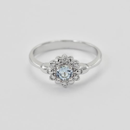 Zlatý zásnubný prsteň s akvamarínom a diamantmi Earthia