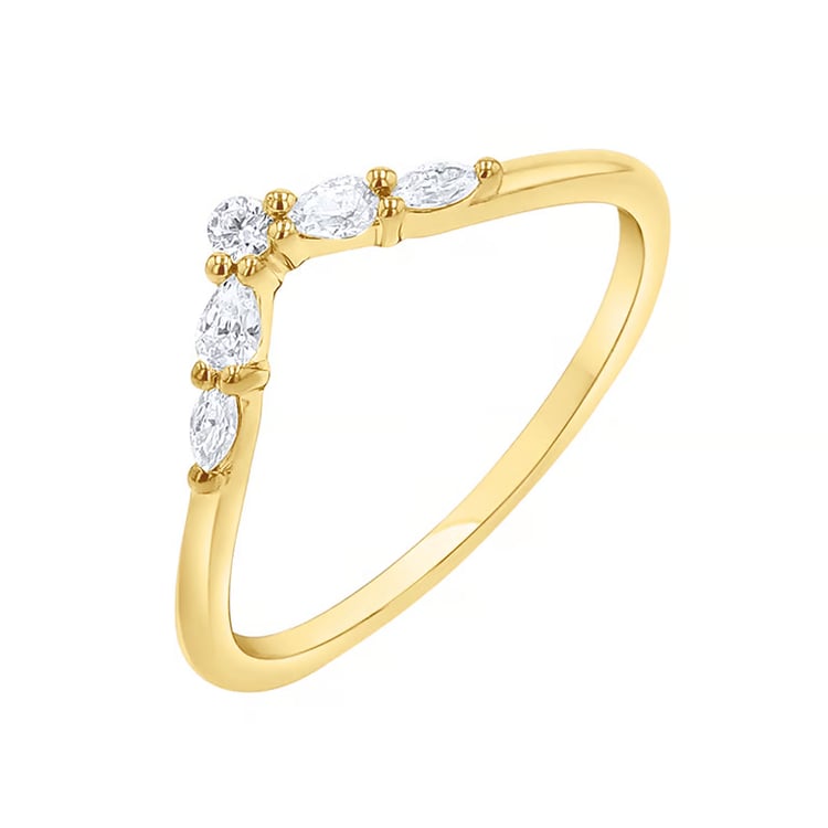 Vykrojený rozvodový prsteň s round, pear a marquise lab-grown diamantmi Iman 166213