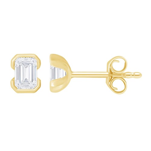 Minimalistické strieborné napichovacie náušnice s emerald diamantom Agata