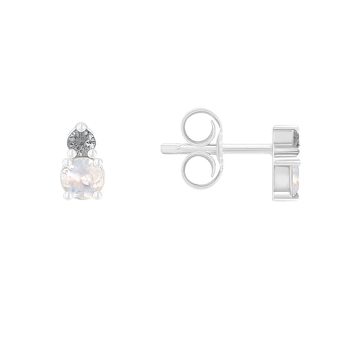 Náušnice s mesačnými kameňmi a salt and pepper diamantmi Kolton