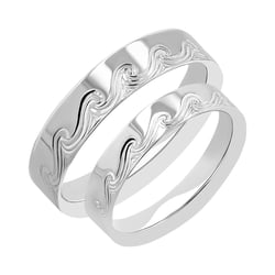 Svadobné obrúčky s ručnou rytinou vĺn Ozzy